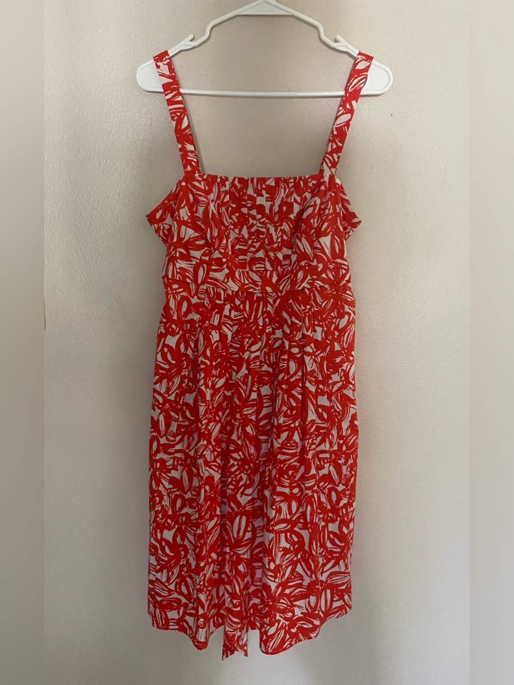 NWOT American Living orange white strap midi dress pleated bodice tie back 8 - Picture 2 of 7